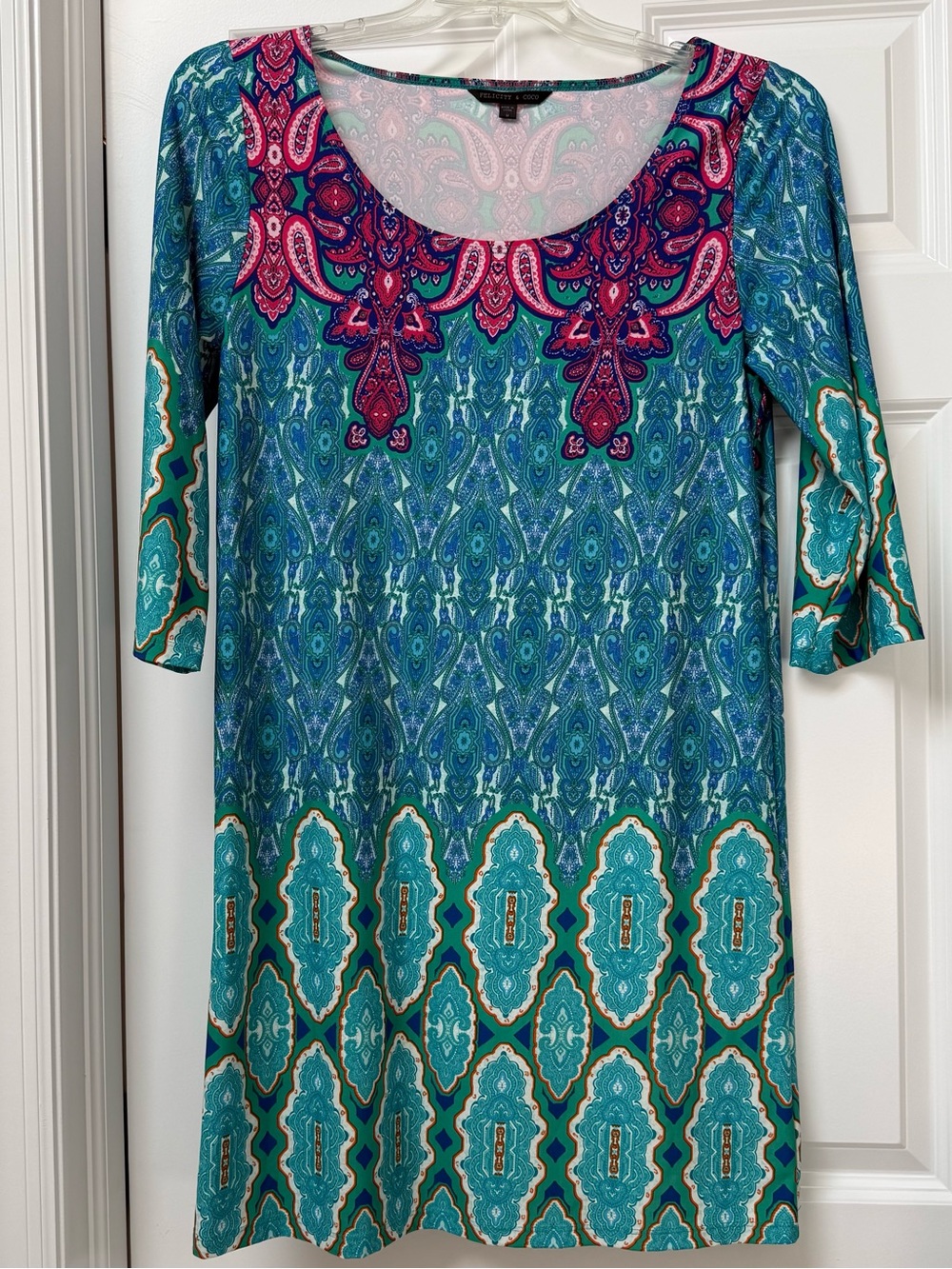 Felicity & Coco paisley print jersey shift dress size M